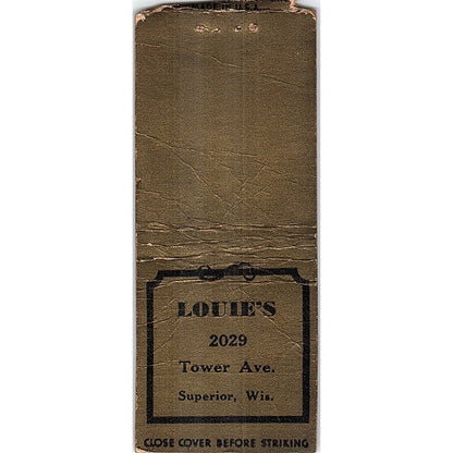 Louie's 2029 Tower Ave Superior WI Vintage Matchbook Cover SC7-Y11