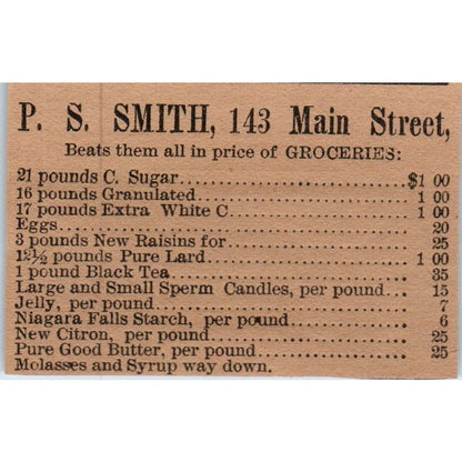 P. S. Smith Groceries Main Elm Street Hartford 1886 Newspaper Ad AF7-E5