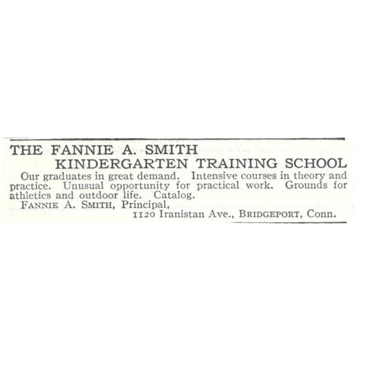 The Fannie A. Smith School Bridgeport CT c1918 Original Advertisement AE5-SV1