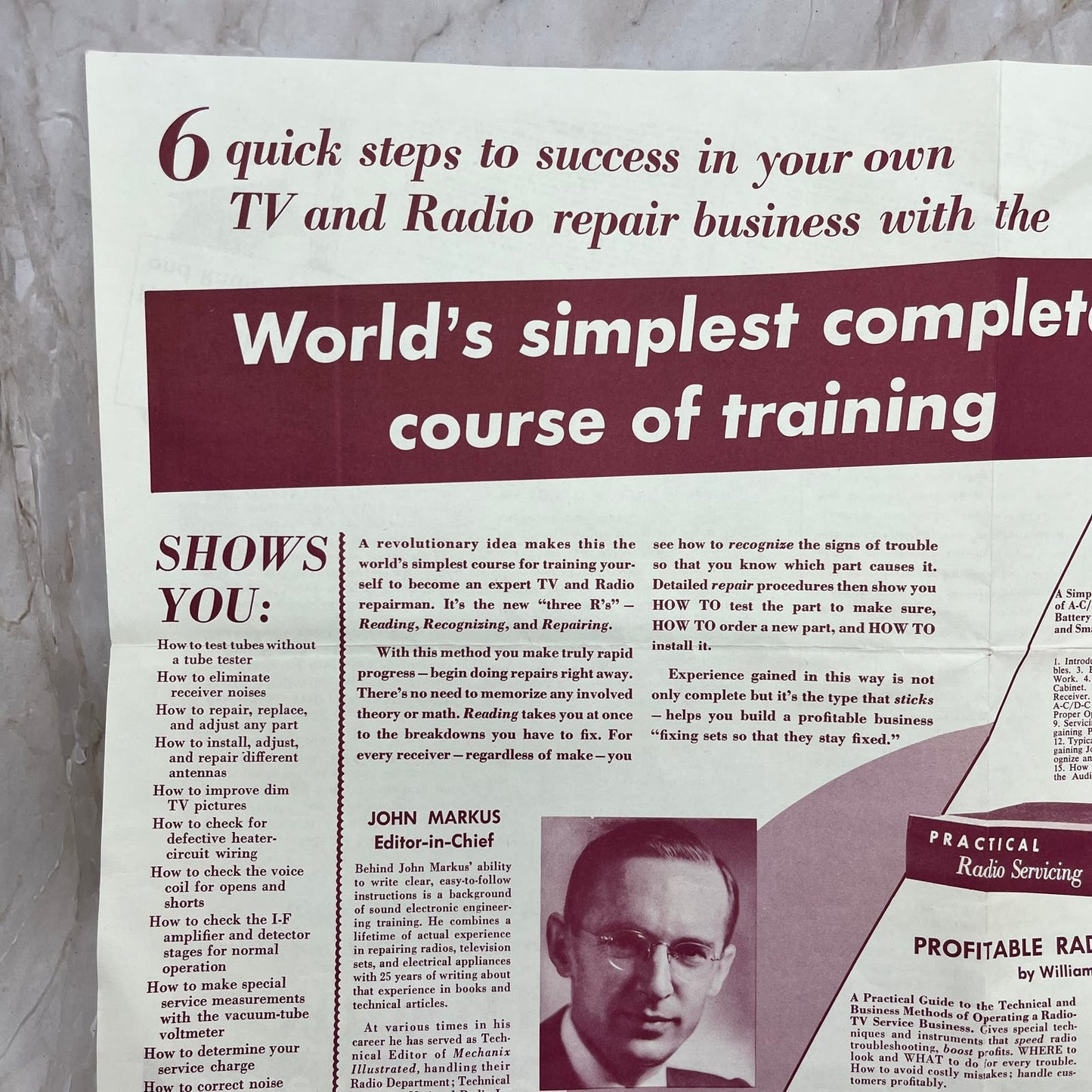 Vtg McGraw-Hill TV, Radio and Changer Servicing Course Promotional Material AE3