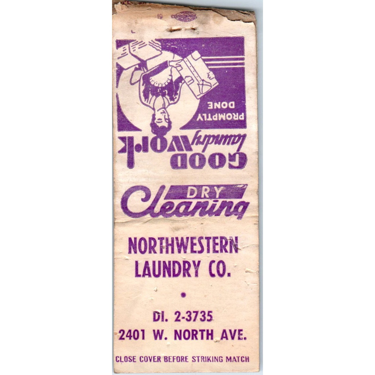 Northwestern Laundry Co Milwaukee Vintage Matchbook Cover SD2-Y3