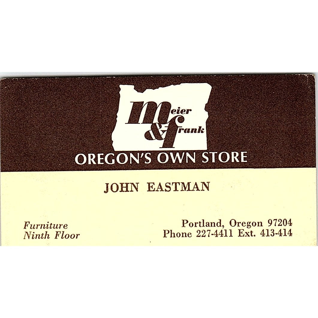 John Eastman Meier & Frank Oregon's Own Store Portland OR Business Card SD9-B8