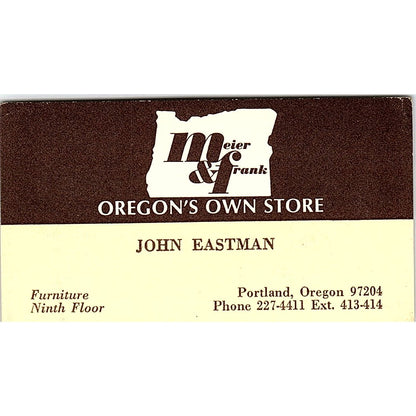 John Eastman Meier & Frank Oregon's Own Store Portland OR Business Card SD9-B8