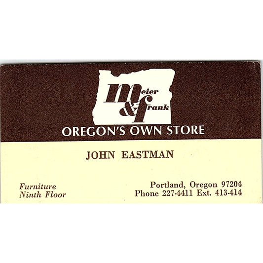John Eastman Meier & Frank Oregon's Own Store Portland OR Business Card SD9-B8