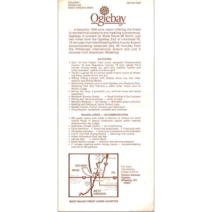 Vintage Oglebay Wheeling West Virginia Travel Info Card TH2-O2