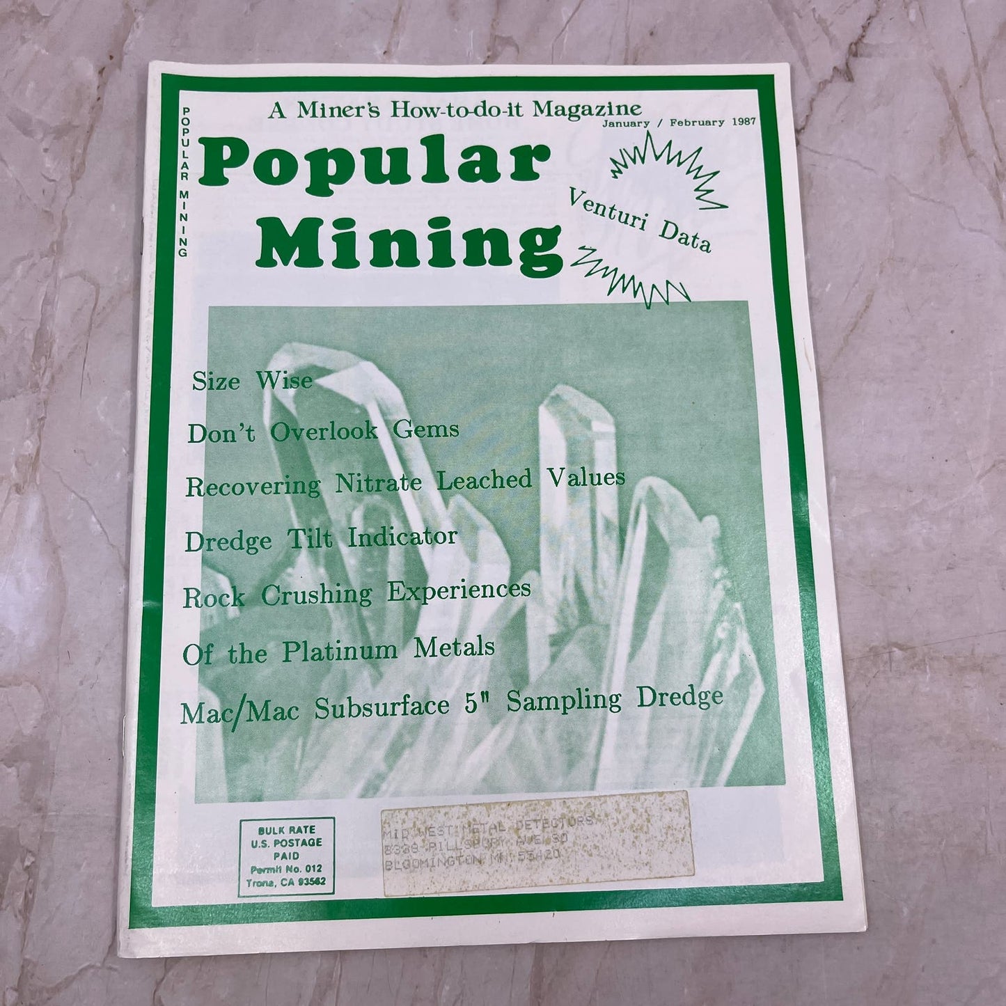 1987 Jan/Feb - Popular Mining Magazine - Treasure Hunting Prospecting Gold M11
