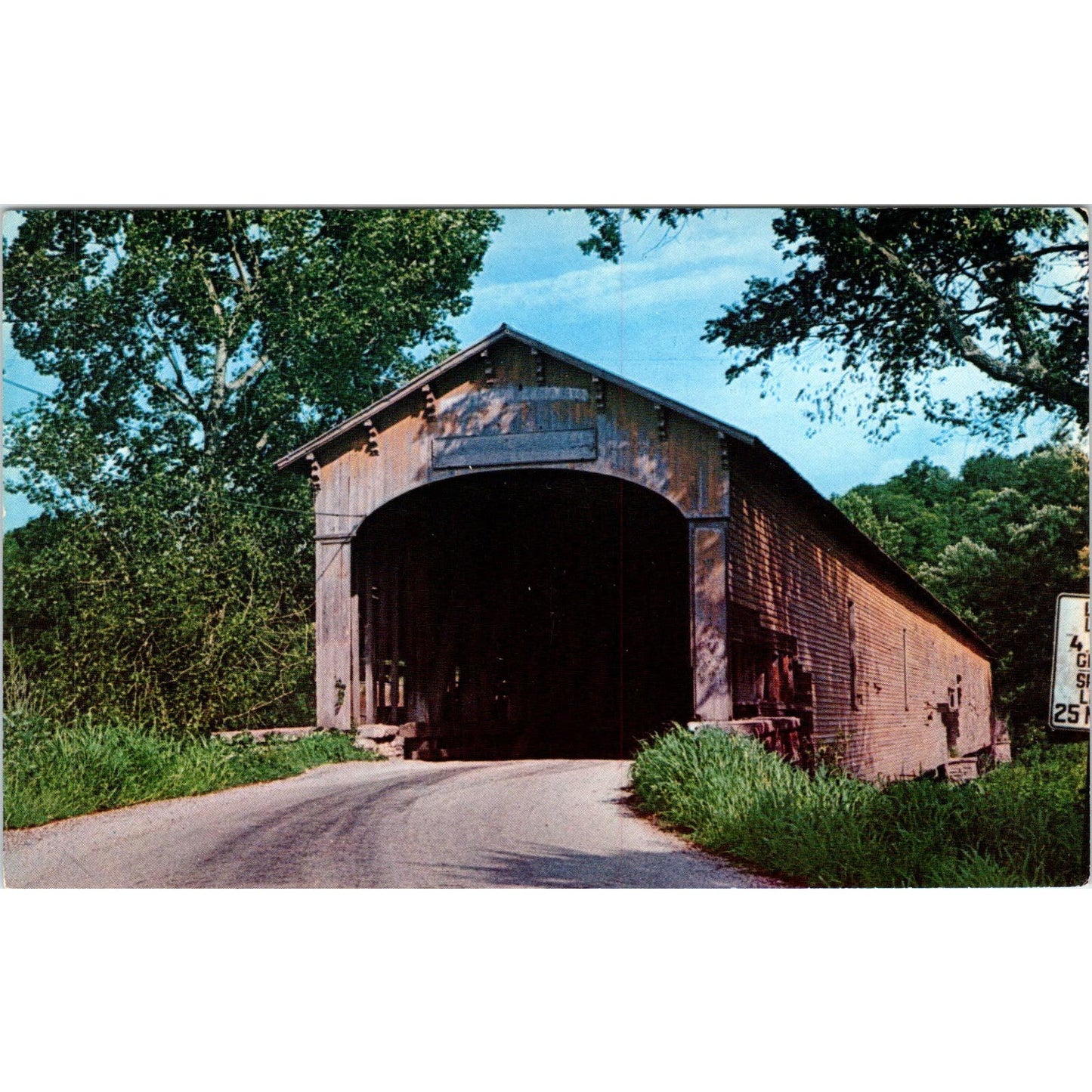 Dunlapsville Indiana Burr Arch Type Covered Bridge Postcard PC7