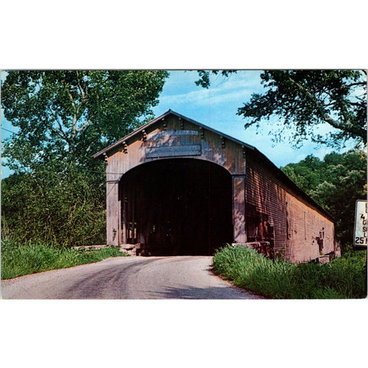 Dunlapsville Indiana Burr Arch Type Covered Bridge Postcard PC7