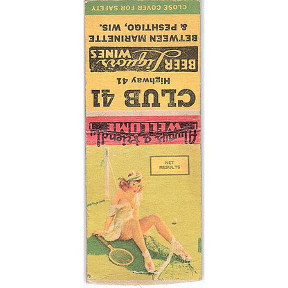 Club 41 Hwy 41 Marinette Peshtigo WI Pinup Matchbook Cover SF3-Y3