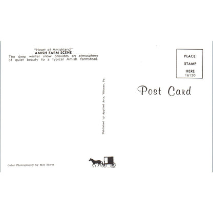 Winter Amish Farm Scene Pennsylvania Dutch Country Vintage Postcard PD5