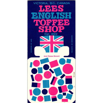 Lees English Toffee Shop Victoria BC Canada 1960s Travel Leaflet TH2-TB4