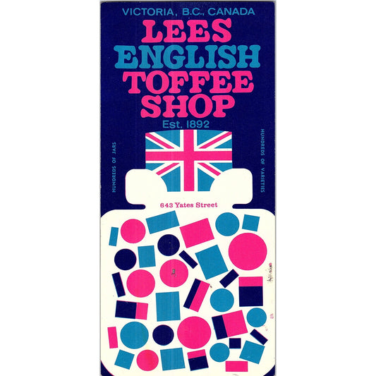 Lees English Toffee Shop Victoria BC Canada 1960s Travel Leaflet TH2-TB4