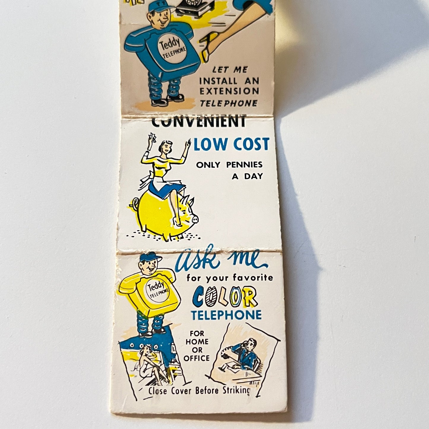 Teddy Telephone Citizens Telephone Mankato MN Fold Out Matchbook Cover MB111-6
