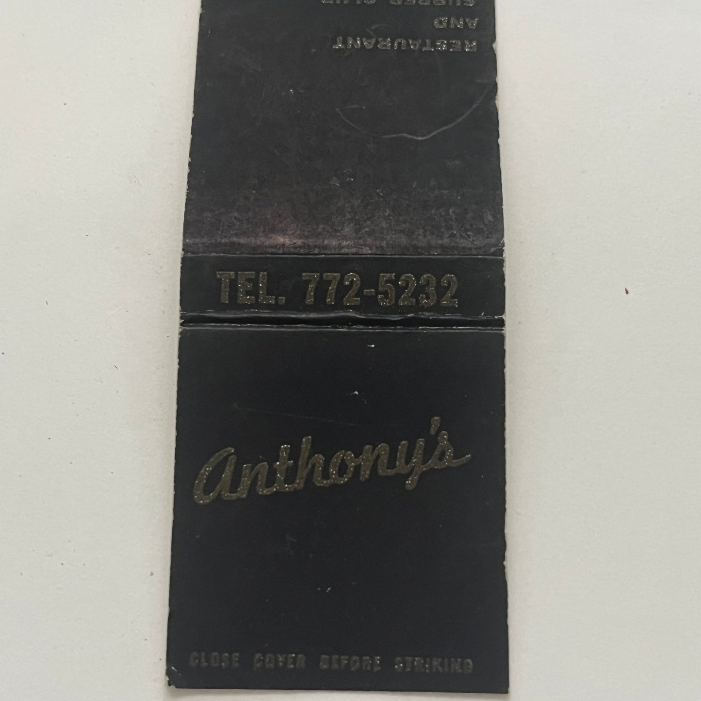 Anthony's Fine Foods 123 Center St Portland ME Vintage Matchbook Cover TB8-MB2-2