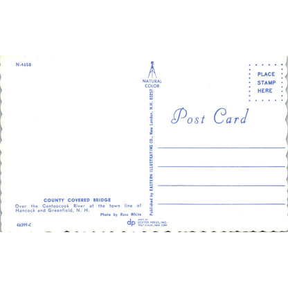 County Bridge Contoocook River Hancock Greenfield NH Covered Bridge Postcard PC1