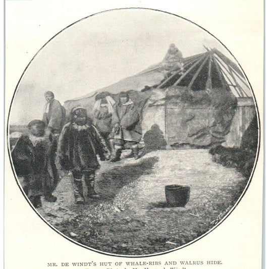 Mr De-Windt's Hut of Whale-Ribs & Walrus Hide 1897 Victorian Photo AE9-TS6