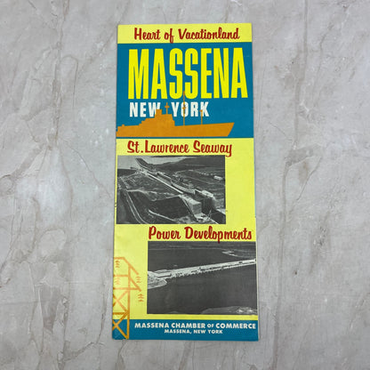 c1960 Massena New York Heart of Vacationland Visitor Travel Map Fold Out TG8-Z