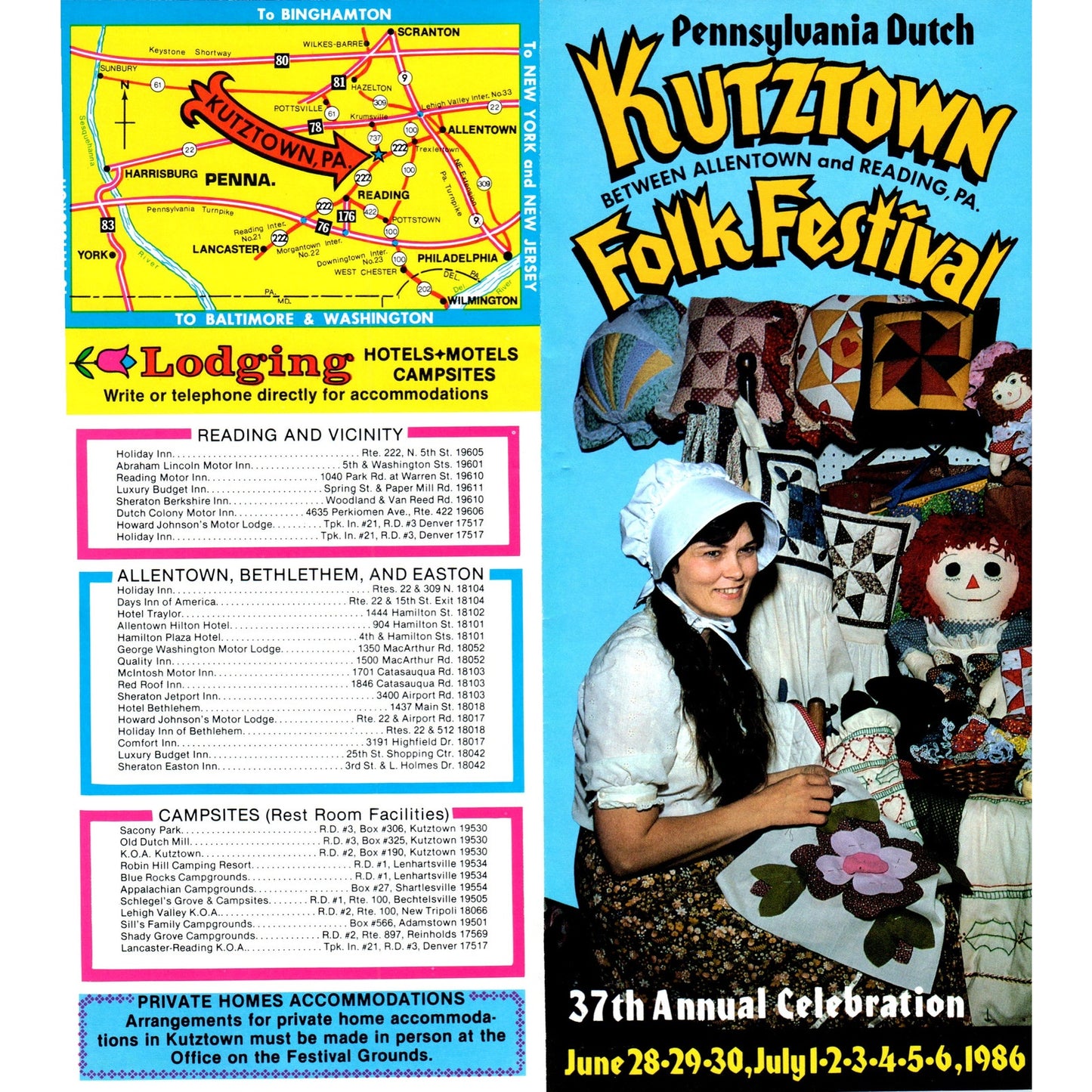 1970s Pennsylvania Dutch Kutztown Folk Festival 37th Annual Brochure TF4-BB