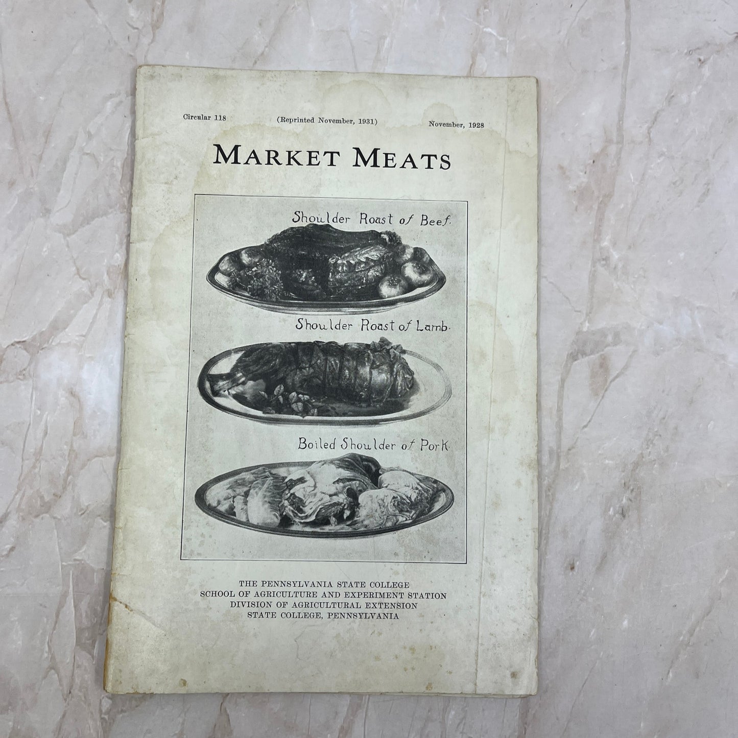 1931 Market Meats Recipes and Buying Guide PA State School of Agriculture L4-3
