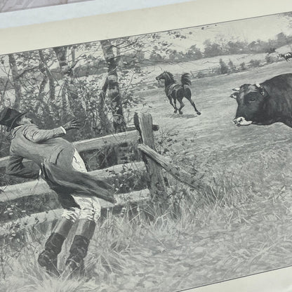A.B. Frost As a Redcoat is Embarrassing Bull Farm c1915 Antique Print FL6-9