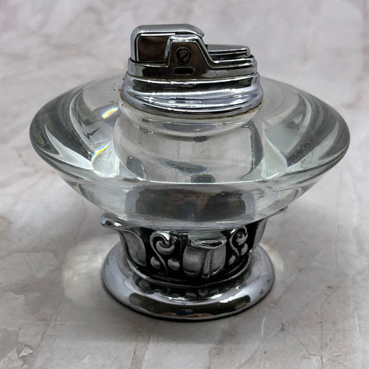 Vintage Art Deco Ronson Glass and Chrome Nordic Table Lighter TL13