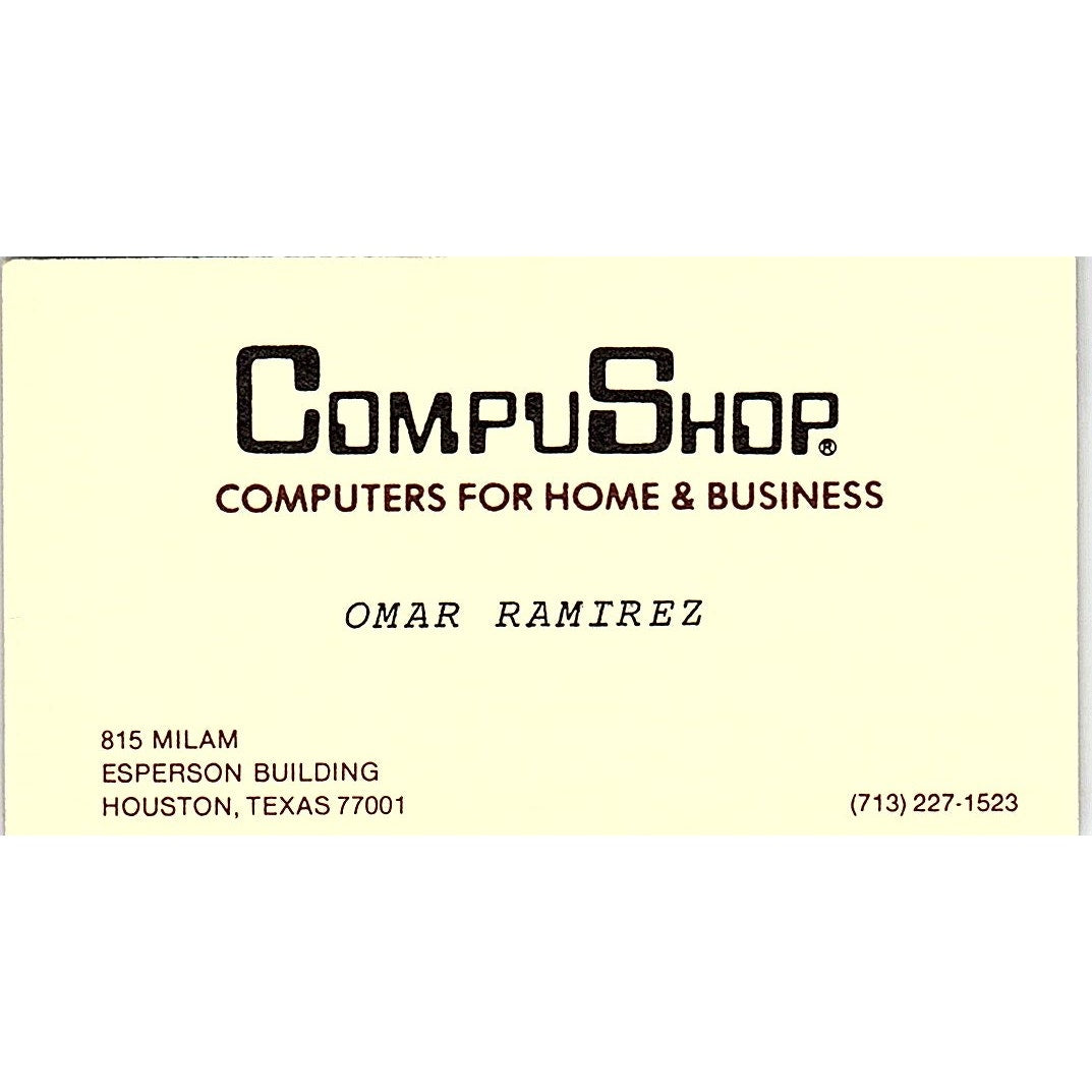 Omar Ramirez CompuShop Computers Houston TX Vintage Business Card SD9-B2
