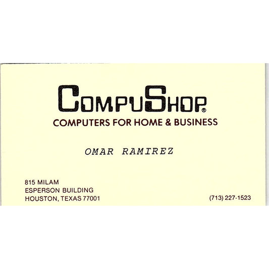 Omar Ramirez CompuShop Computers Houston TX Vintage Business Card SD9-B2