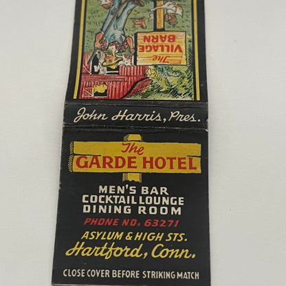 The Garde Hotel John Harris Hartford CT Vintage Matchbook Cover TB8-MB2-1