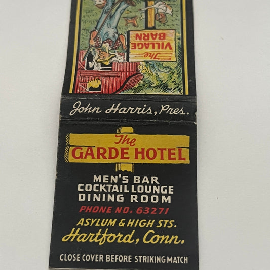 The Garde Hotel John Harris Hartford CT Vintage Matchbook Cover TB8-MB2-1