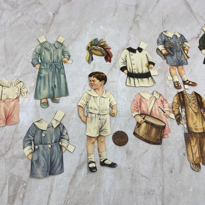 Vintage Paper Doll Set Little Boy With Multiple Outfits TI8-S5