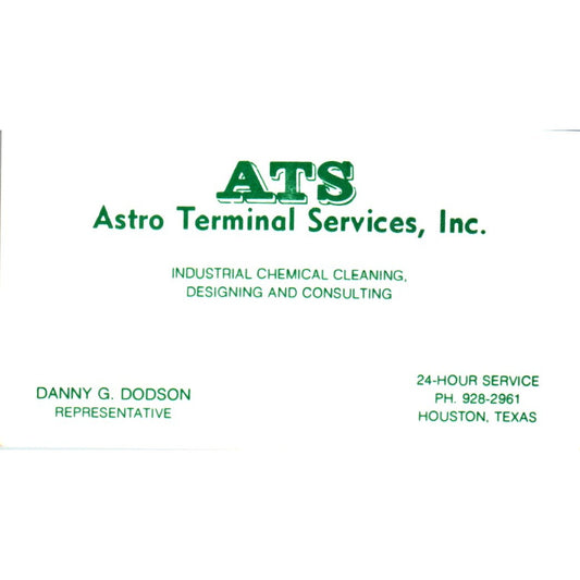 Danny G Dodson ATS Astro Terminal Services Houston Vintage Business Card SE3-B10