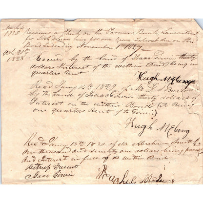 1827 Legal Agreement Strasburg PA J. Francis J, Bunawes Hugh McLung D23