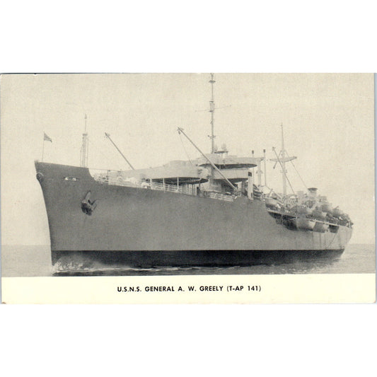 US Naval Ship General A.W. Greely T-AP 141 c1950 Vintage Postcard PC1