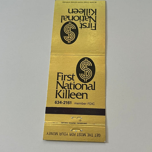 First National Killeen TX Vintage Matchbook Cover TB6-MB2-6