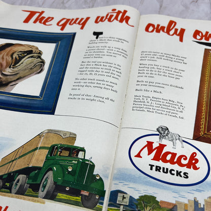 Mack Trucks Bulldog Rhinoceros 2 Page Fold Out Ad 1951 Magazine Ad FL6-10