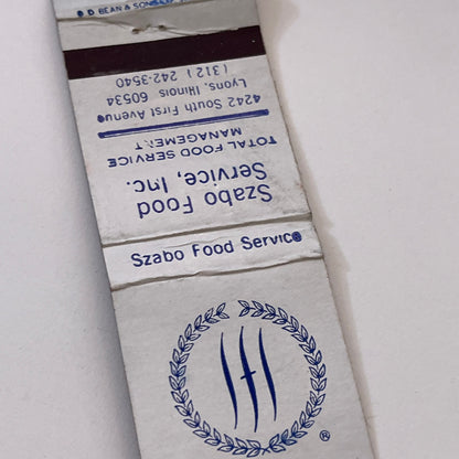 Szabo Food Service Inc Lyons IL Vintage Matchbook Cover TB6-MB1-11
