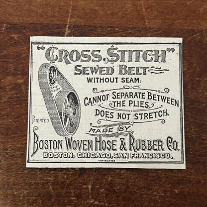 Boston Woven Hose and Rubber Co Cross Stitch Sewed Belt Advertisement AD8-P29