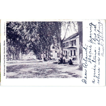 1906 Elm's Inn and Front Street Harrison Maine Original Postcard PC10