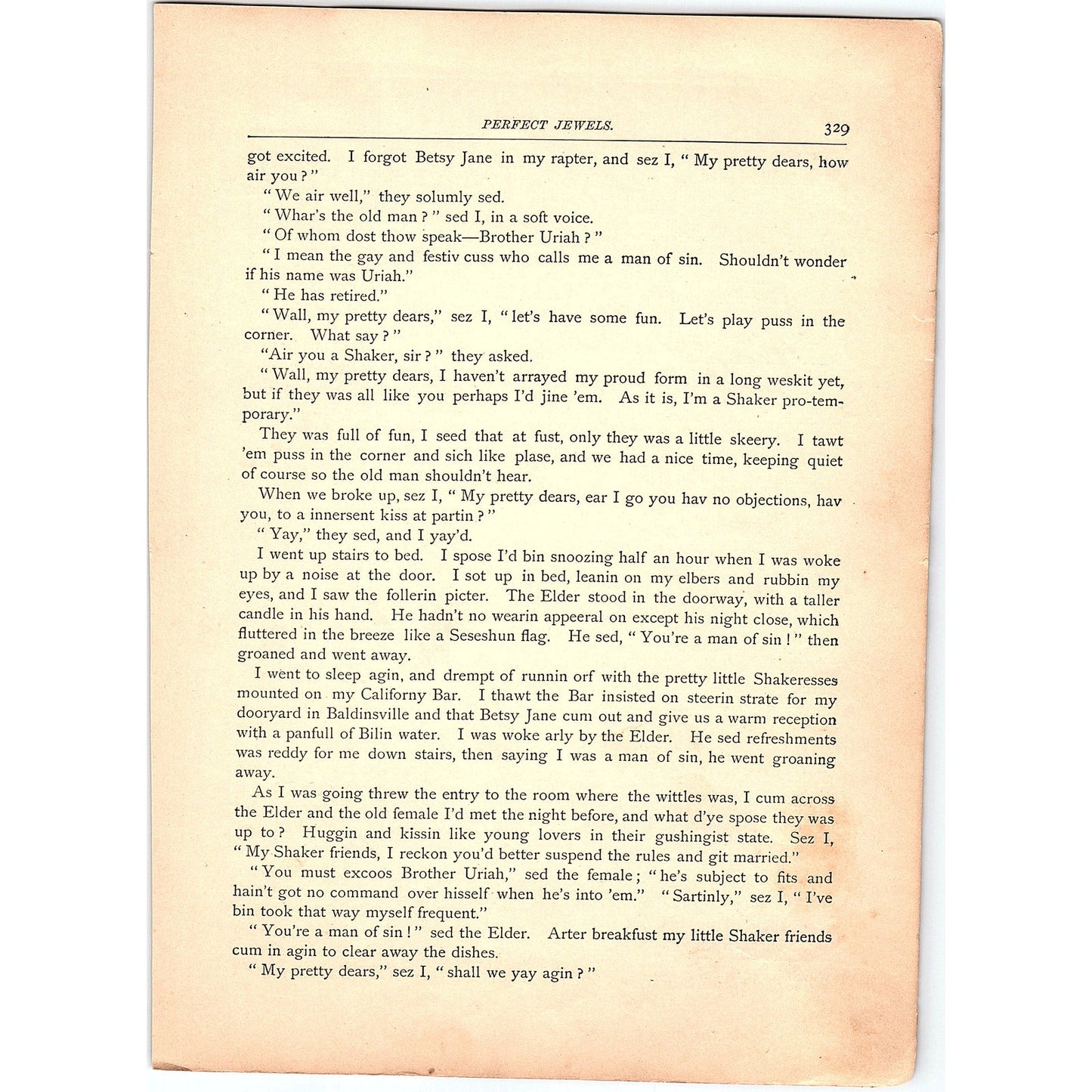 The Shakers - Artemus Ward 3 Pages 1884 Poem TA5-CJ-6