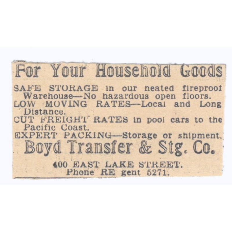 Boyd Transfer & Stg. Co. East Lake Street 1935 Minneapolis Journal Ad AE7-H3