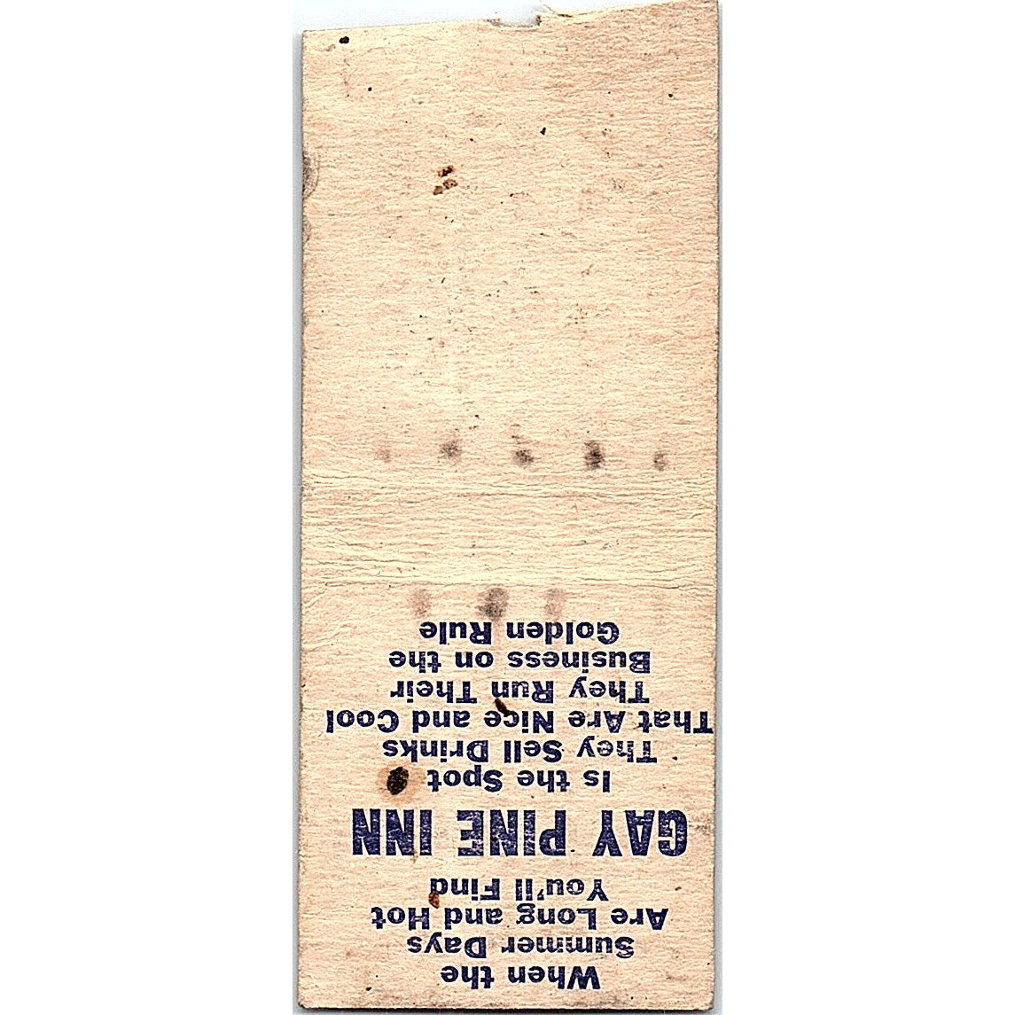 Gay Pine Inn Erv & Myrt Bucholz Shawano WI Vintage Matchbook Cover SF3-Y9