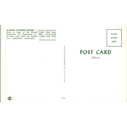 Mahomet IL Sangamon River Covered Bridge Postcard PC2