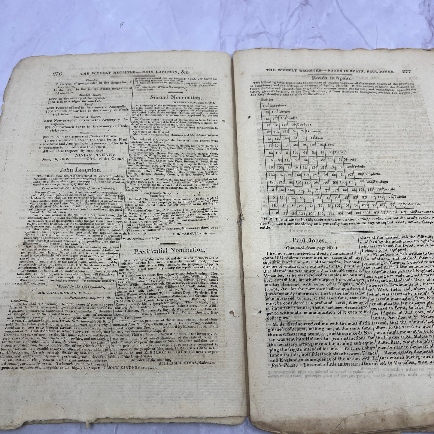 Baltimore Weekly Register June 27, 1812 - War of 1812 Madison Proclamation AF9-6