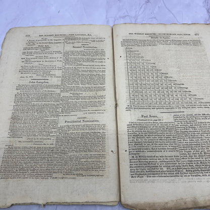 Baltimore Weekly Register June 27, 1812 - War of 1812 Madison Proclamation AF9-6