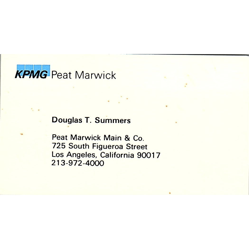 Douglas T Summers KMG Main Hurdman CPA Los Angeles Vintage Business Card SD9-B2
