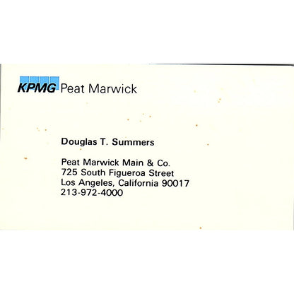Douglas T Summers KMG Main Hurdman CPA Los Angeles Vintage Business Card SD9-B2