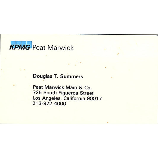 Douglas T Summers KMG Main Hurdman CPA Los Angeles Vintage Business Card SD9-B2