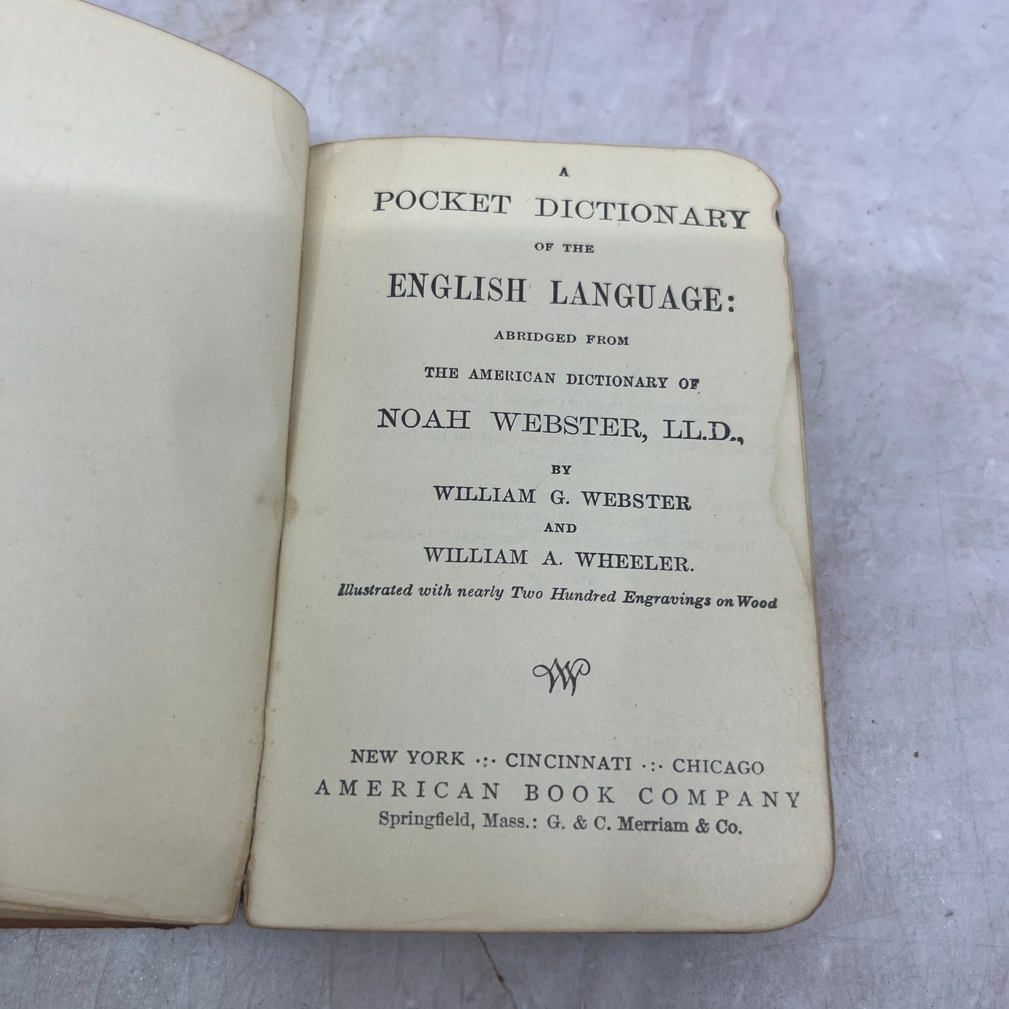 1870 Webster's Pocket Dictionary TJ8-OB