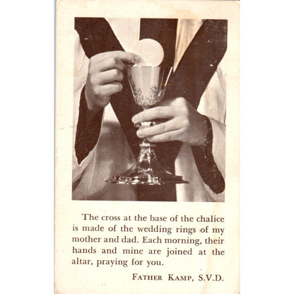 The Beautiful Hands of a Priest Fr Kamp Vintage Catholic Prayer Card TH2-PC1