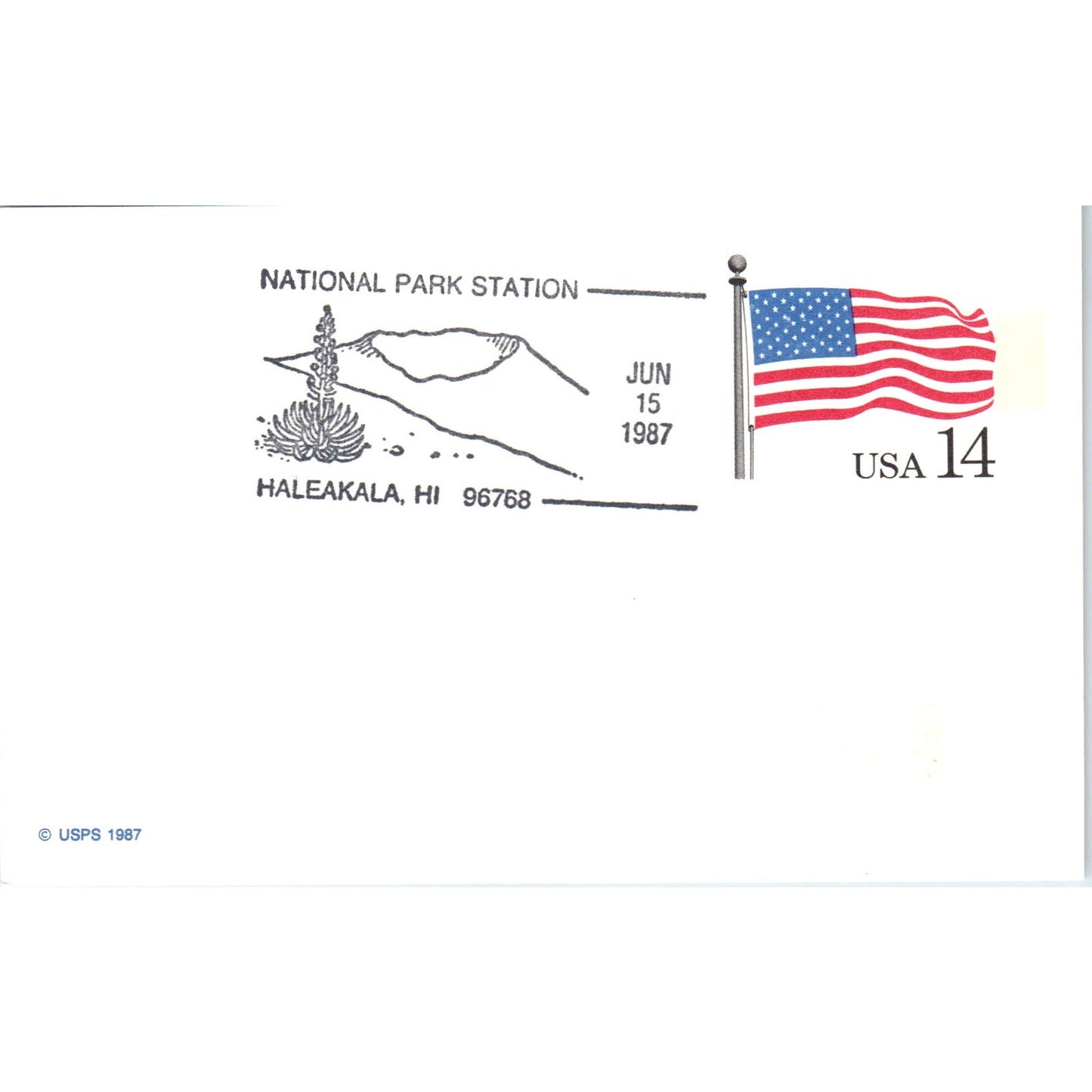 1987 National Park Station Haleakala HI 14c Postal Mailing Card PE2